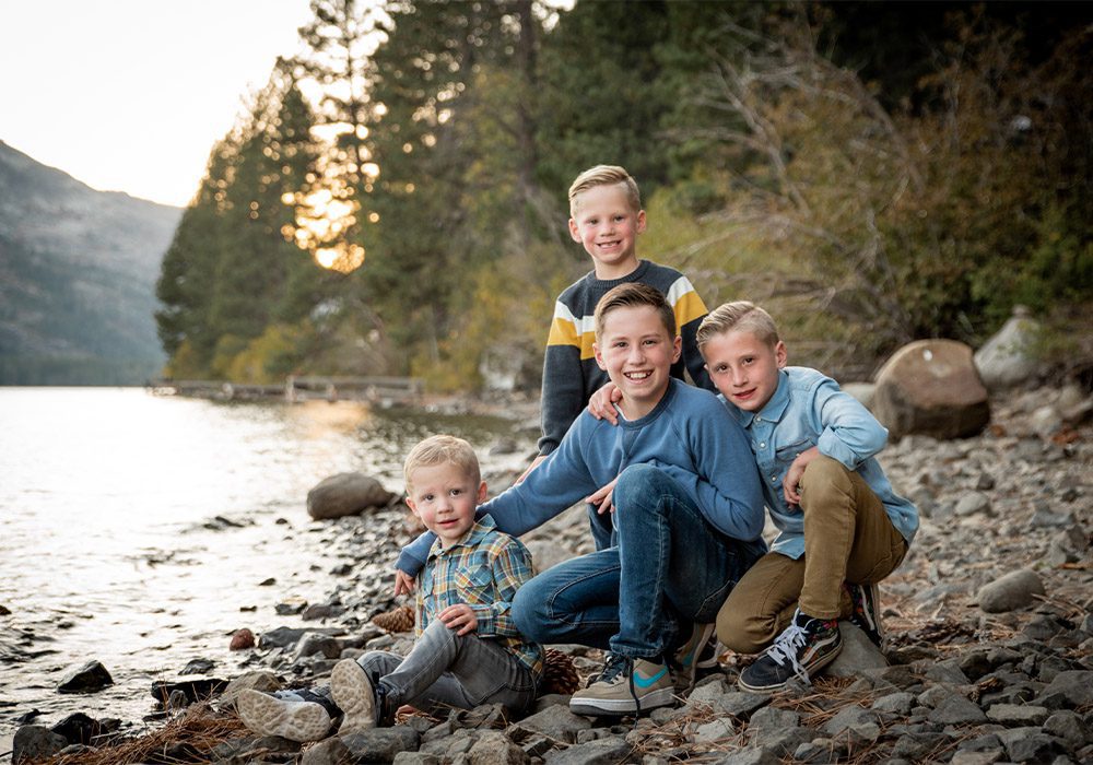 Ezell Images Outdoor Photo of 4 young brothers near a lake